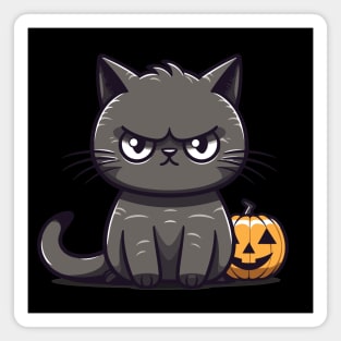 Annoyed Cat with Pumpkin Magnet